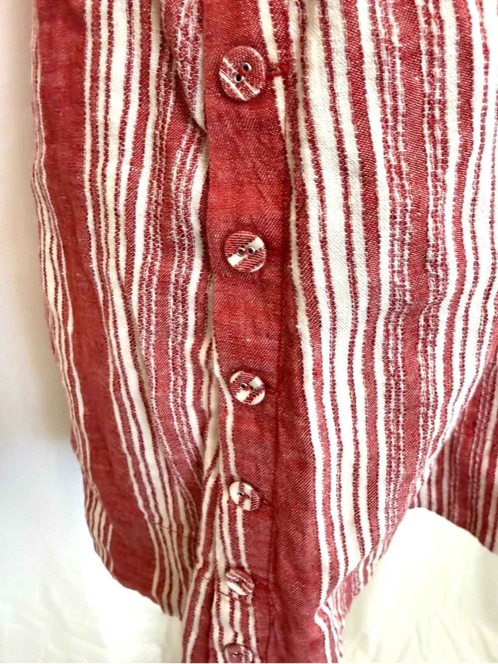 AYR Red White Striped Linen Dress - Size Small - Picture 4 of 6